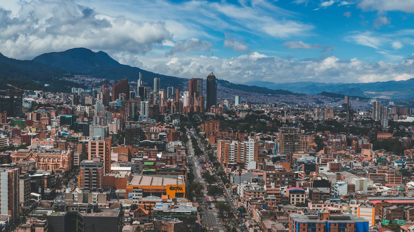 Bogotá with the Andes mountains
