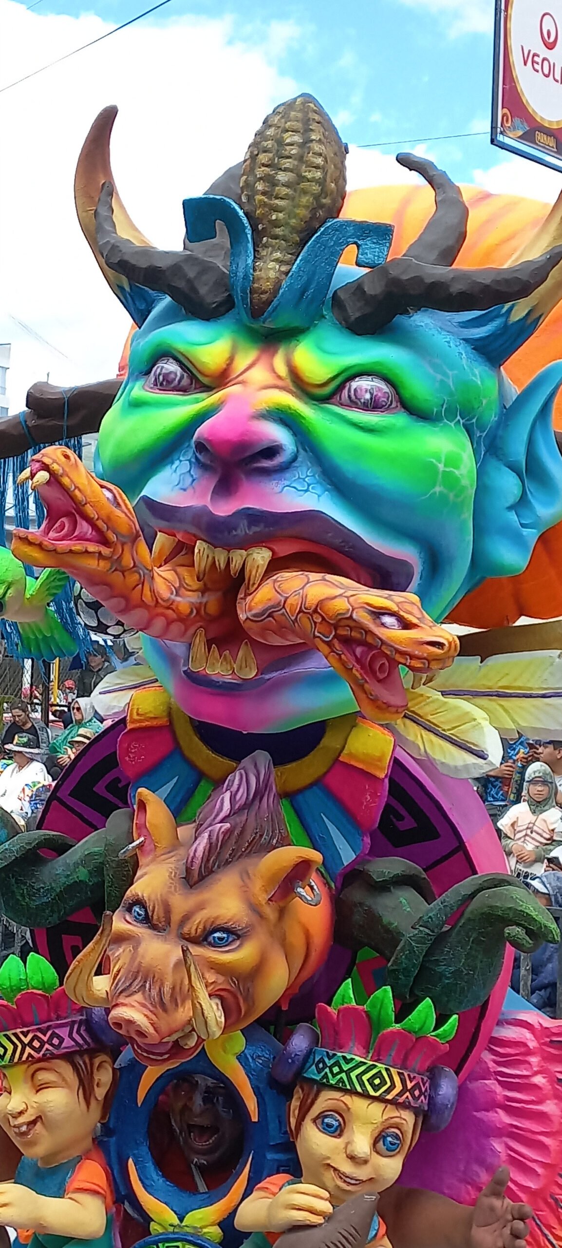 Colorful carnival float figure in Pasto